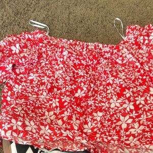 Lane Bryant Red and White Floral Top